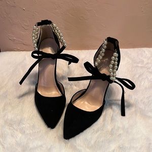 Black Shein Pearl Heels